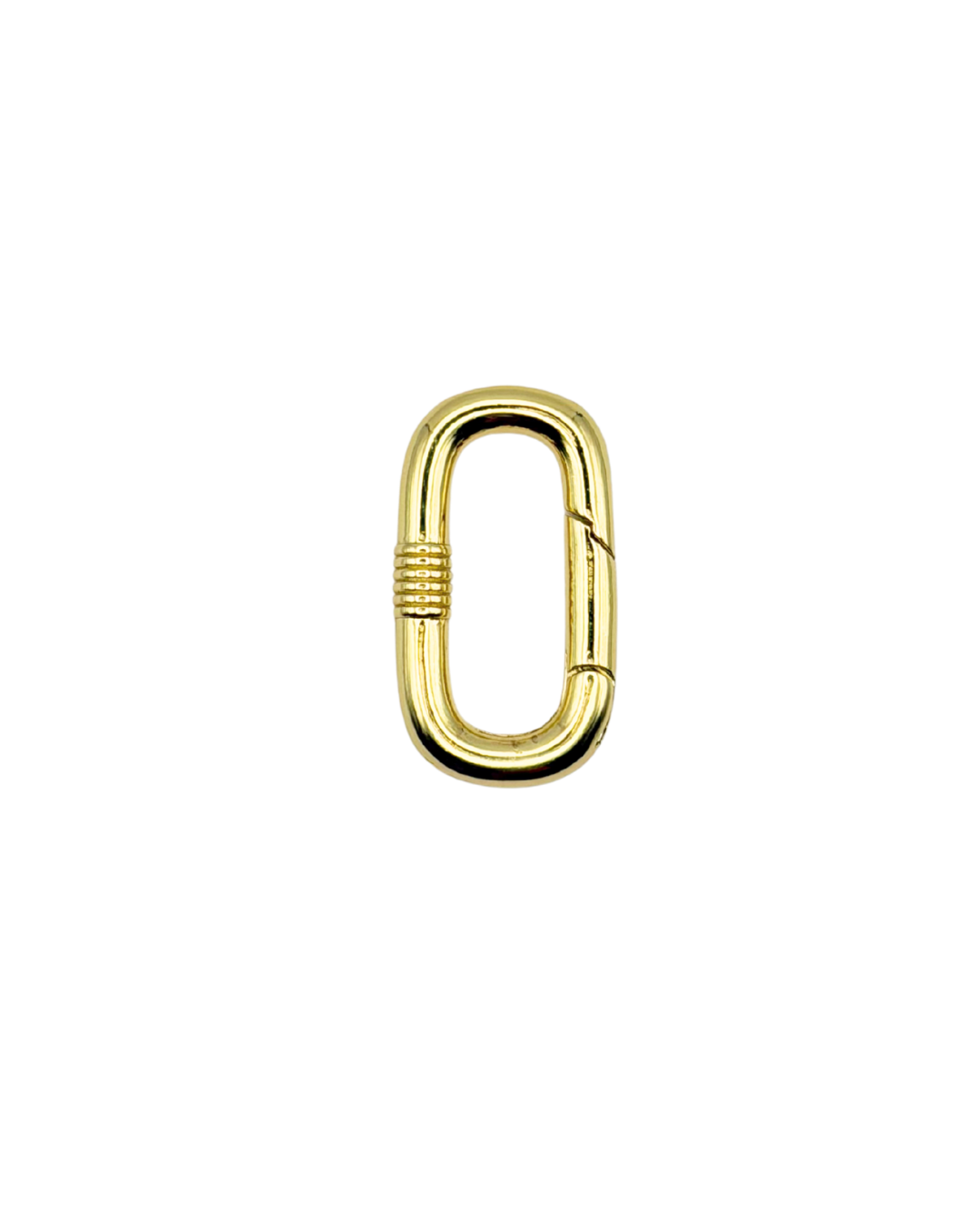 Gold carabiner on a white background