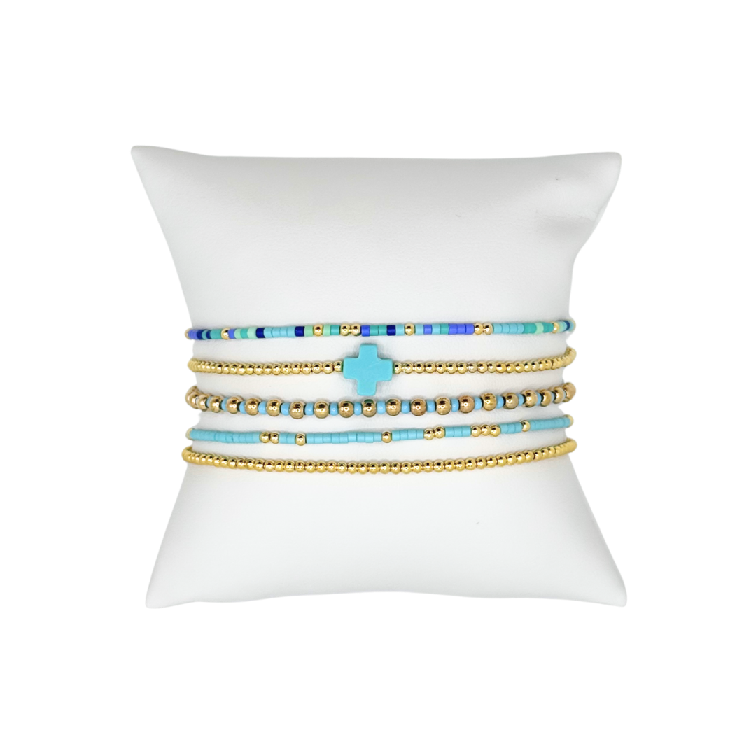 Blue Bitty Bauble Bracelet Stack