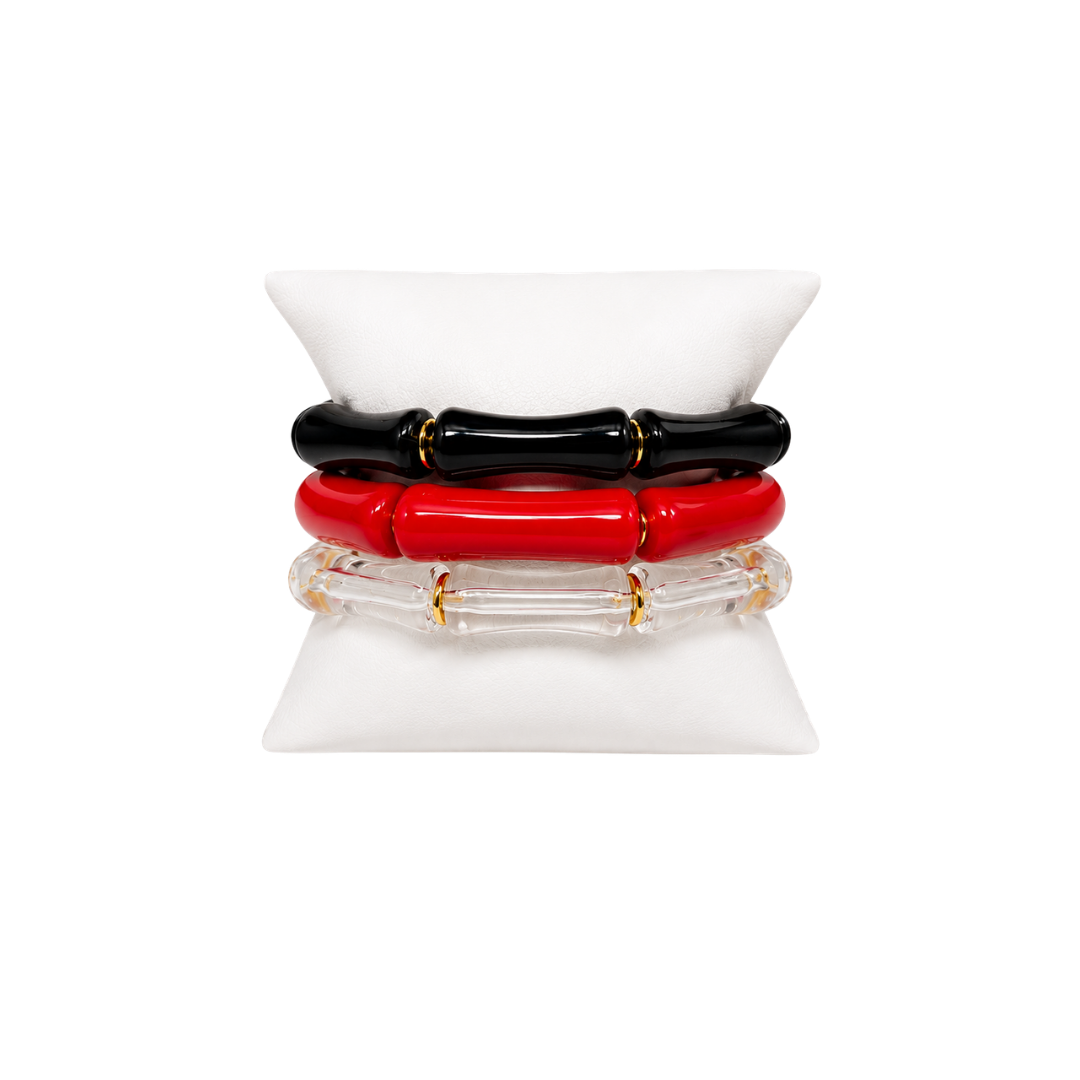 Red and Black Bracelet Stack