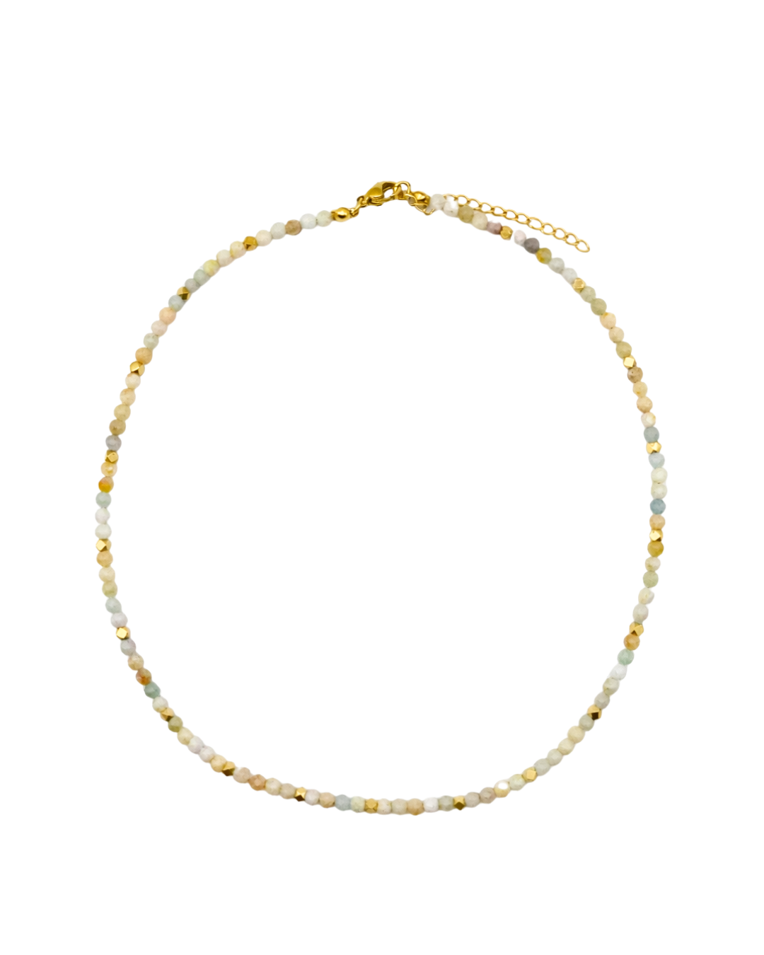 Necklace with small beads on a white background
