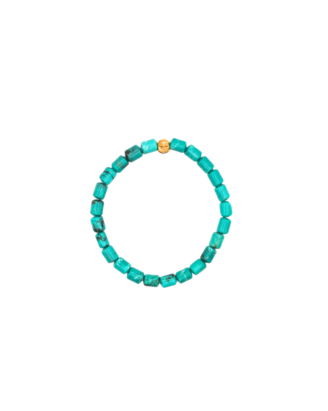 Turquoise beaded bracelet with a gold clasp.