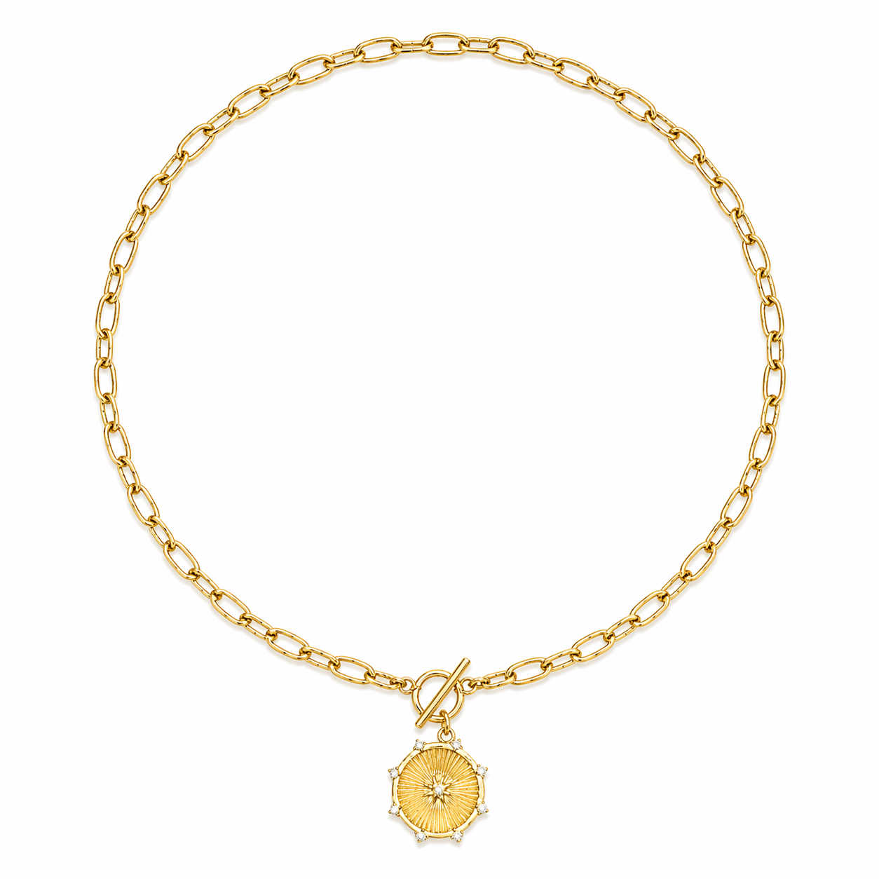 18K Gold Waterproof Chain Compass Pendant Necklace