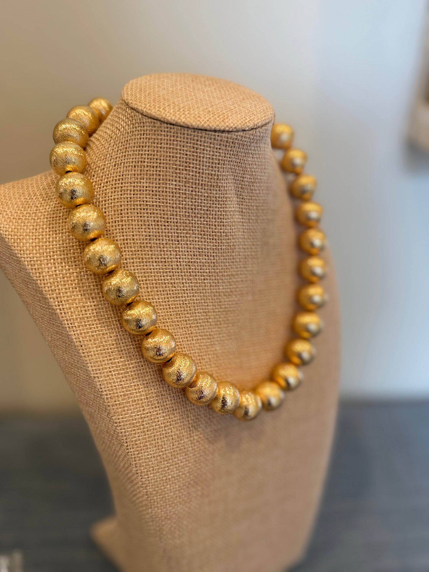 14K Gold Brushed Bubble Necklace