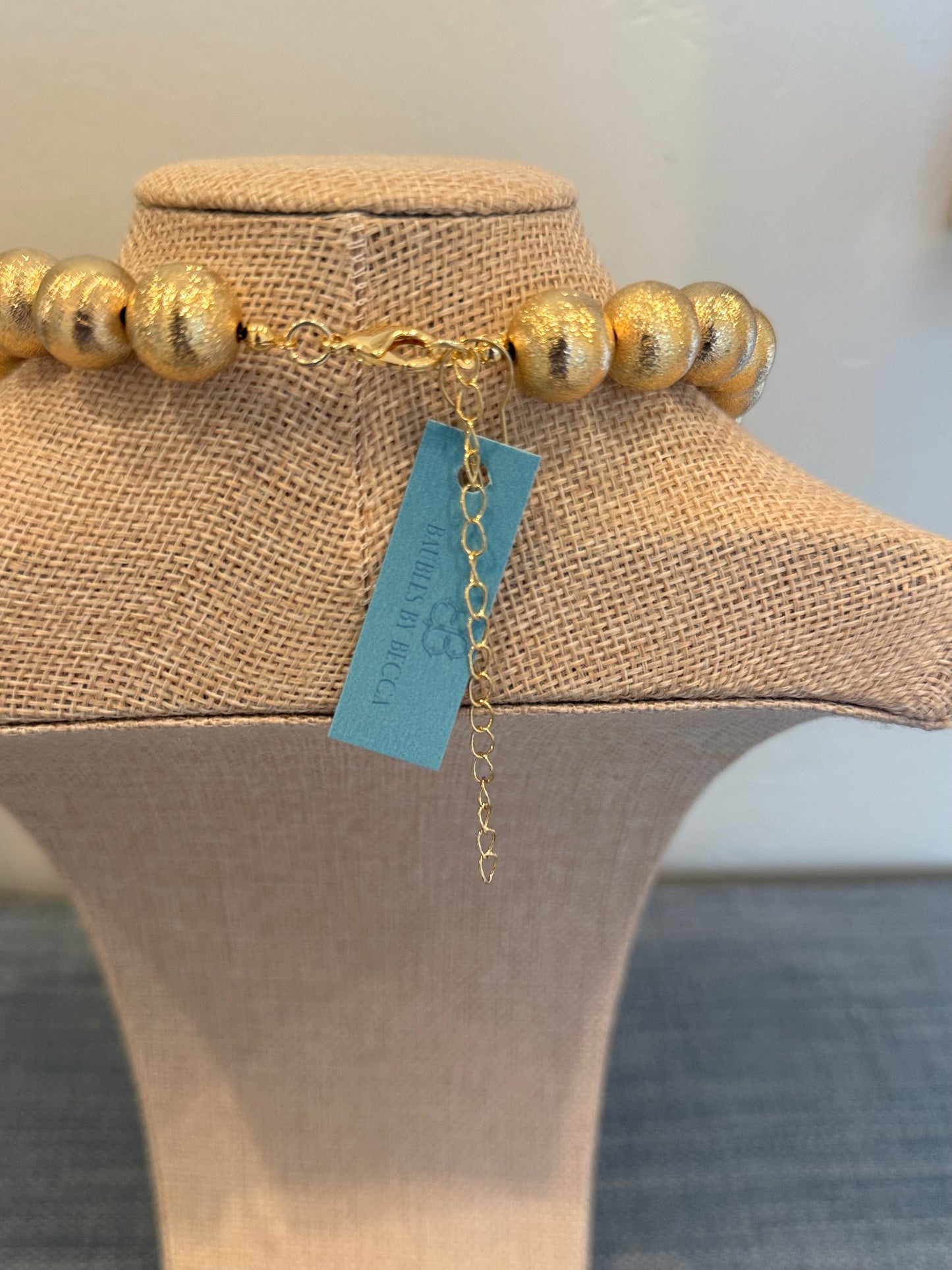 14K Gold Brushed Bubble Necklace