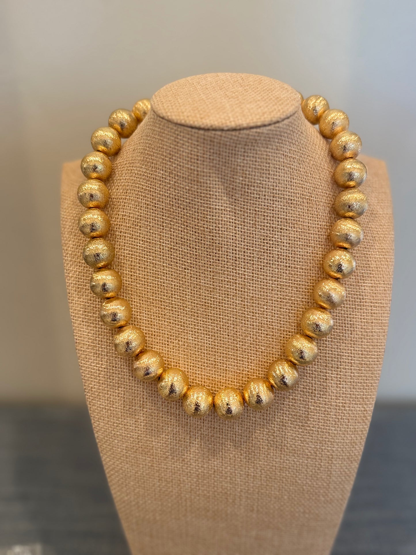 14K Gold Brushed Bubble Necklace