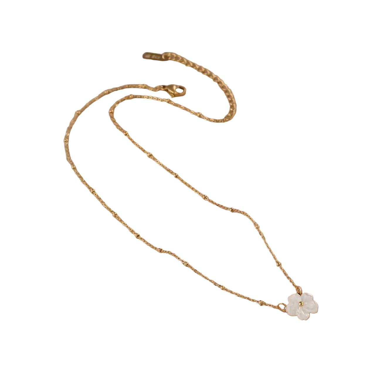 18K Gold & Mother of Pearl Dainty Bloom Necklace