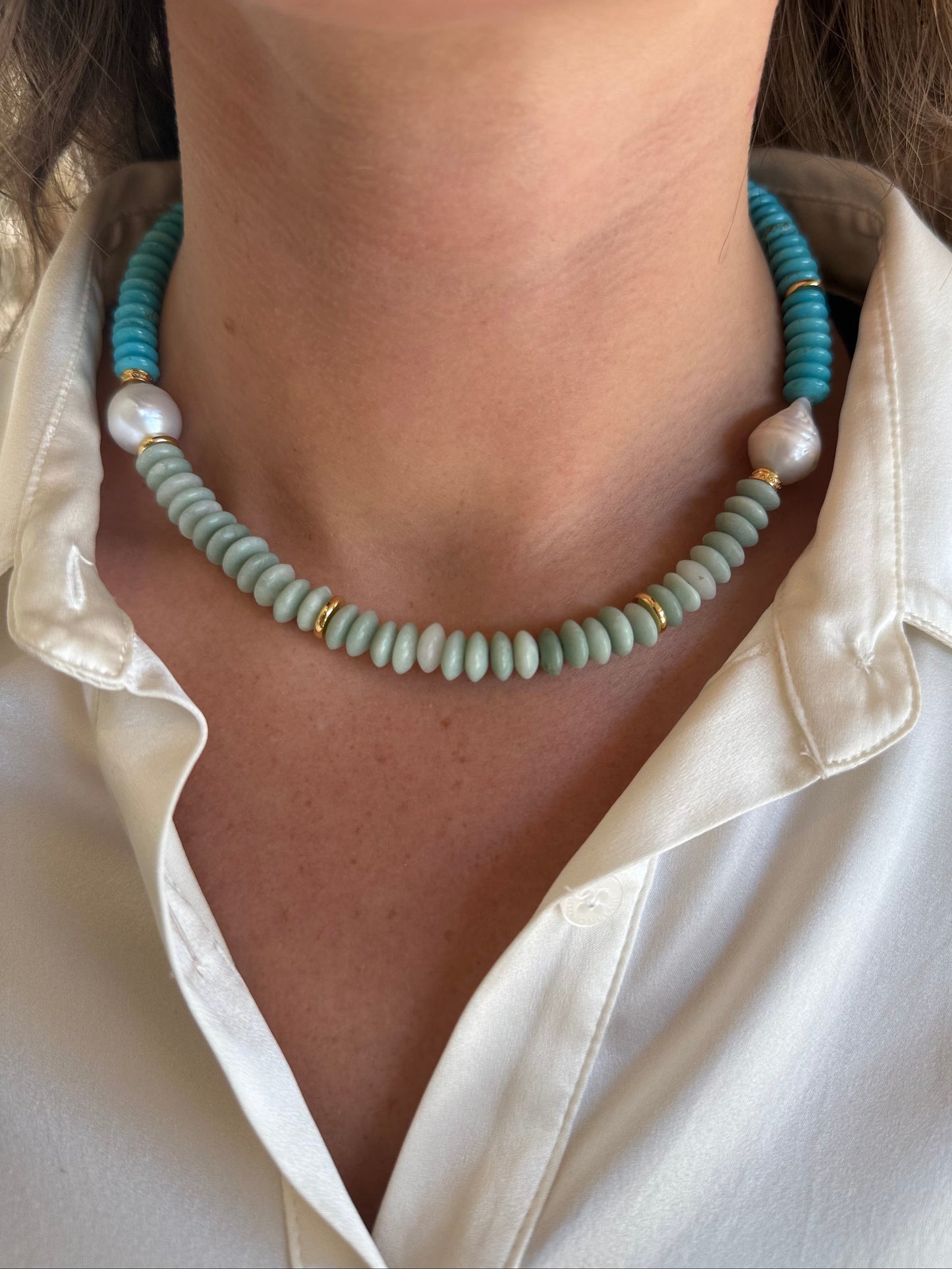 Coastal Pearl Colorblock Necklace