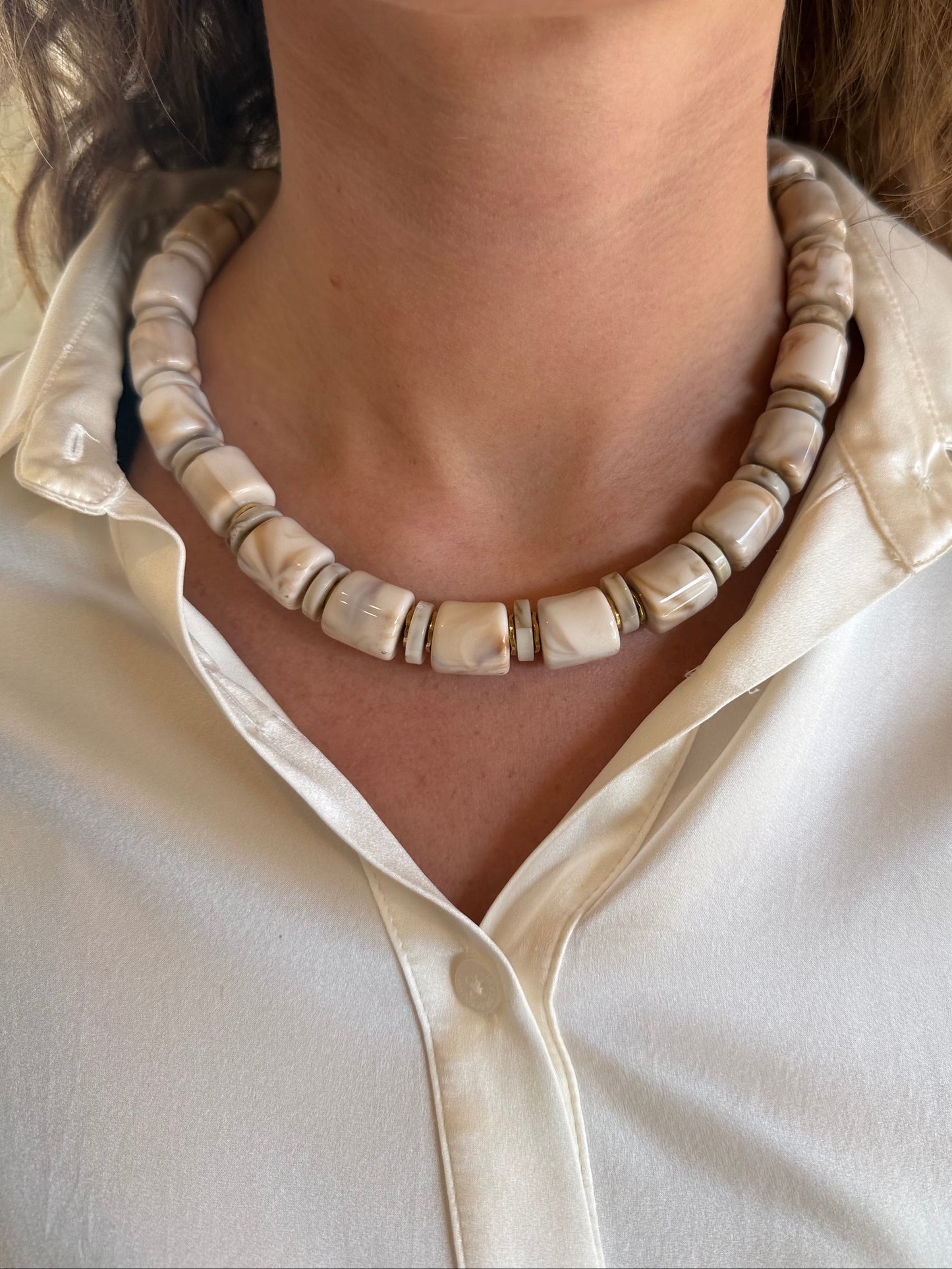 Bone Chunky Resin Necklace