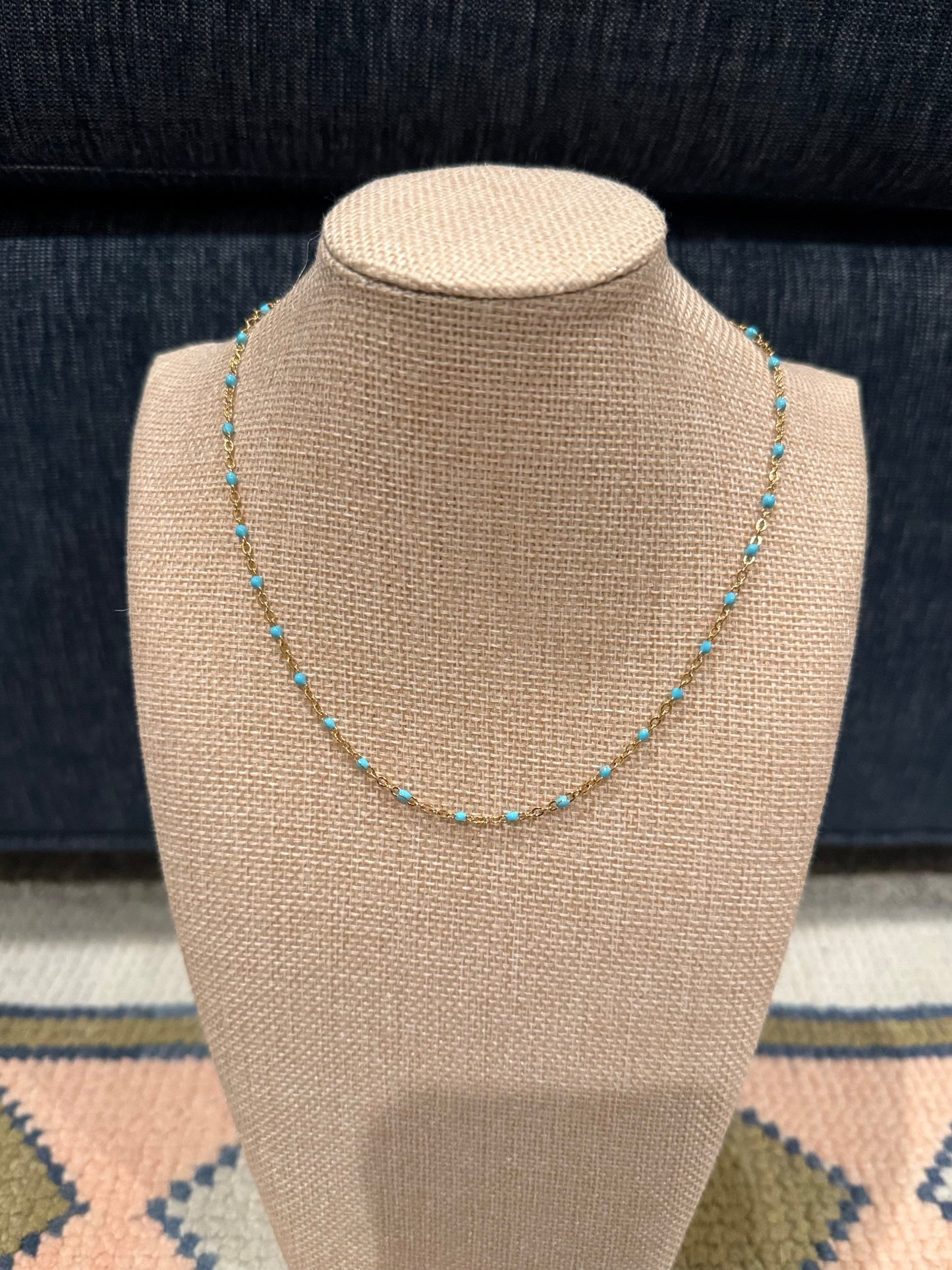 Dainty 18K Gold & Turquoise Chain Necklace