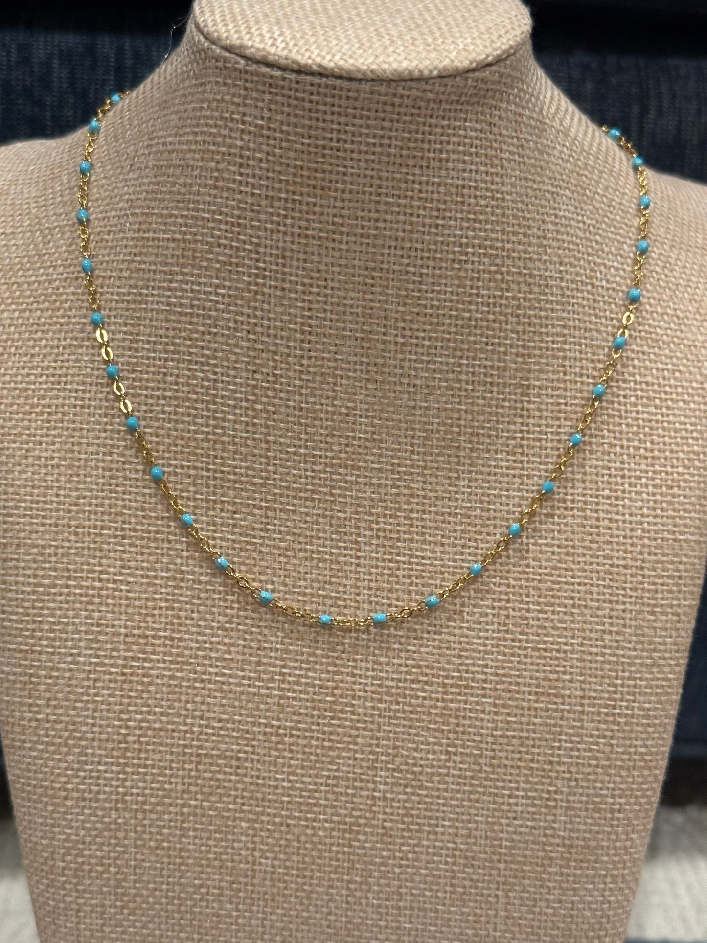 Dainty 18K Gold & Turquoise Chain Necklace