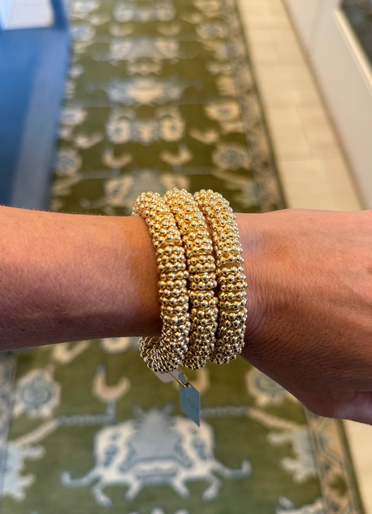 Large 18K Gold Brushed Daisy Bead Bracelet