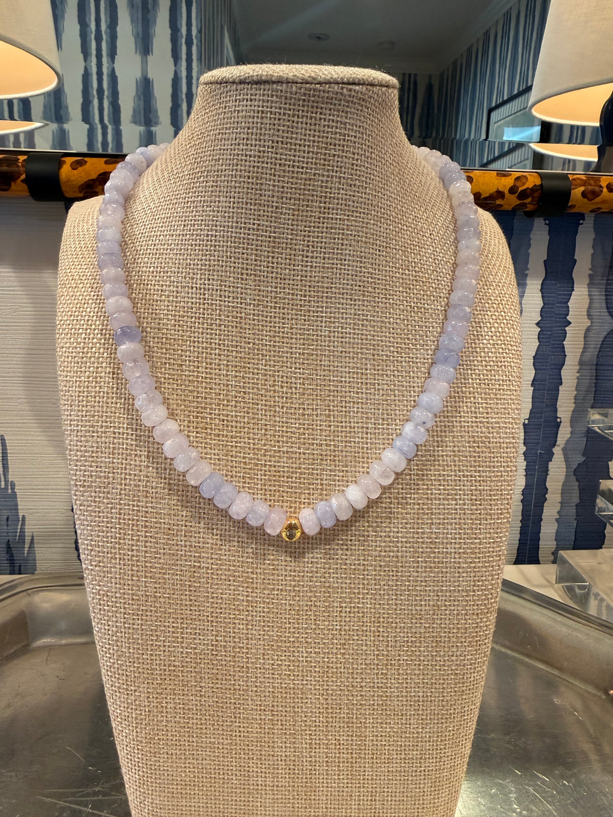 Faceted Lavender Gemstone Necklace with Bezel Pendant
