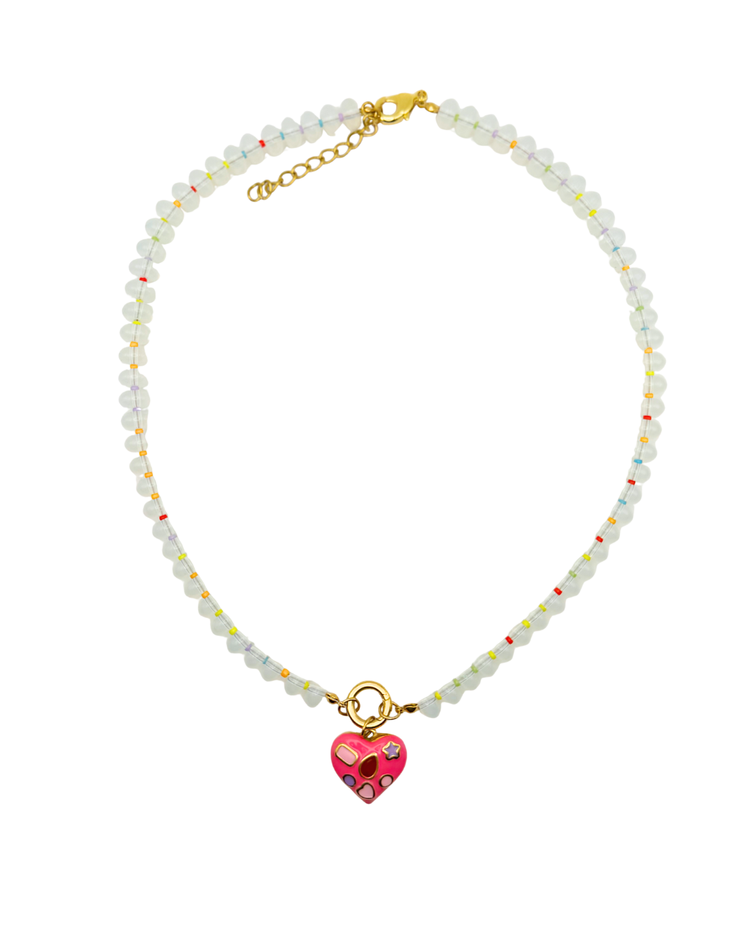 Necklace with a heart-shaped pendant on a white background