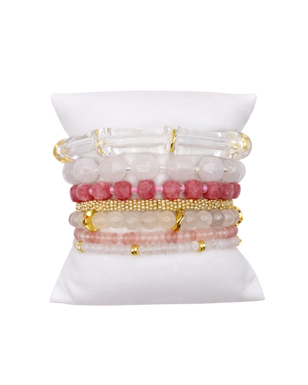 Pink, white and gold Palm Springs Curated Bracelet Stack