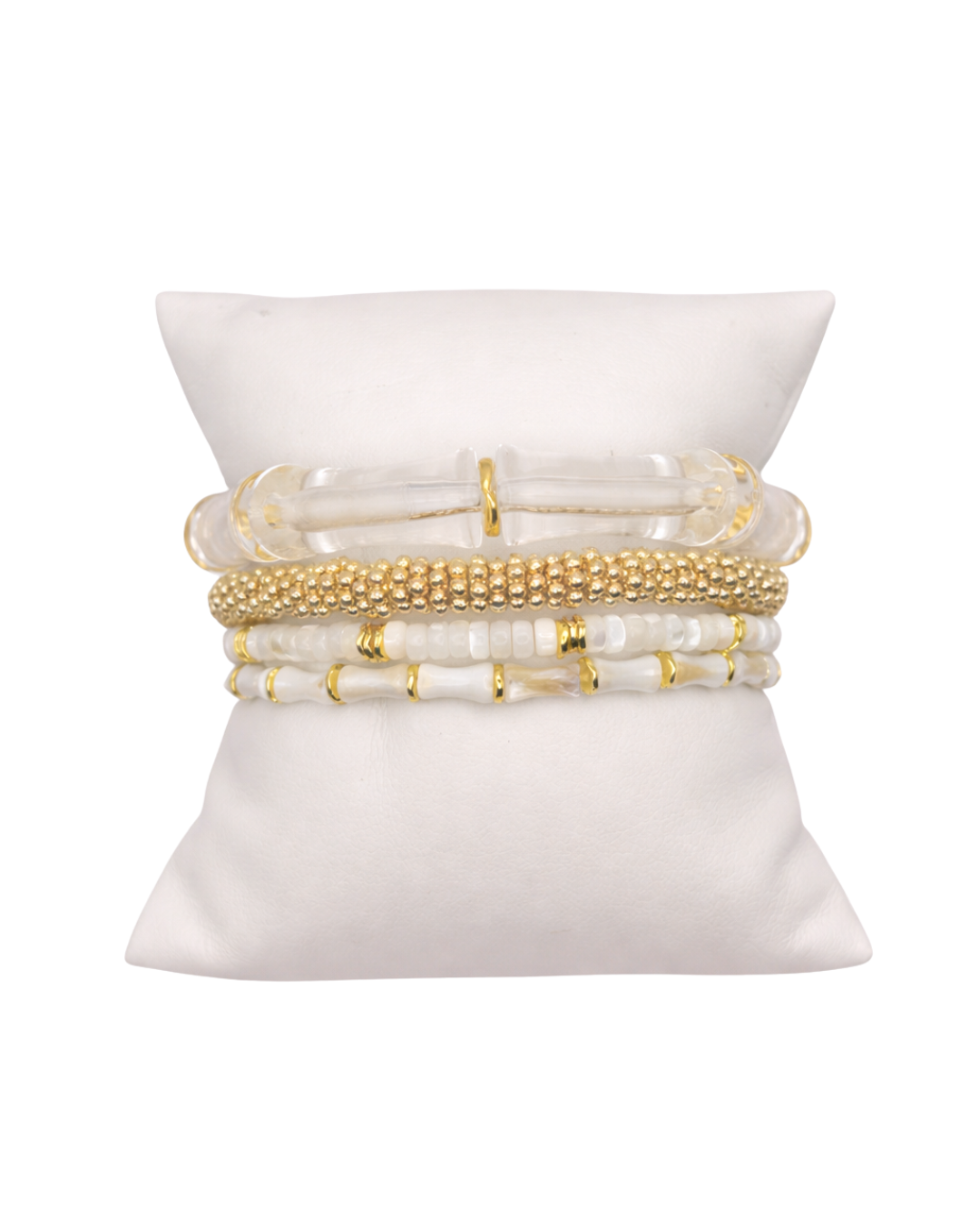 White and gold Plain Jane Curated Bracelet Stack