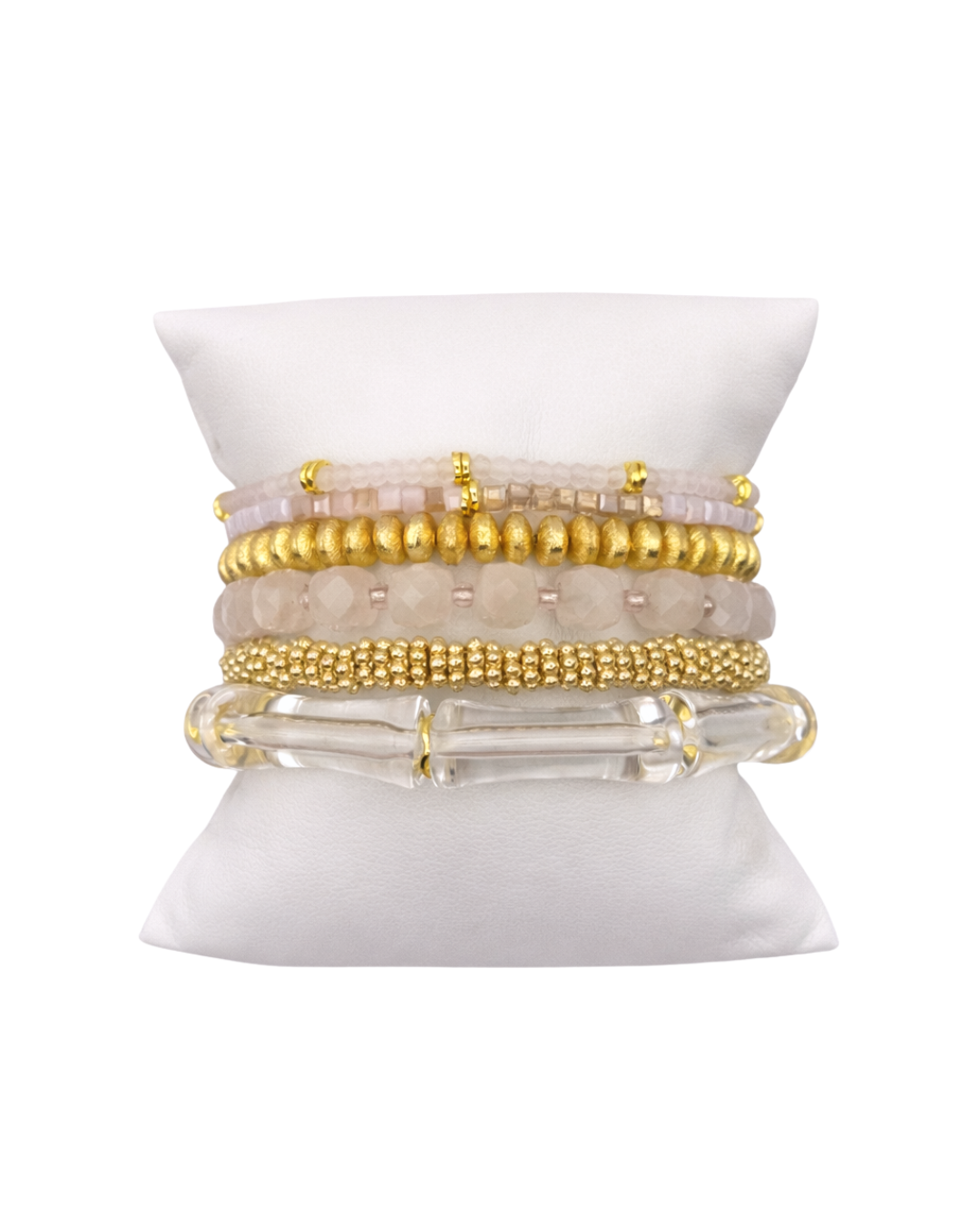 Pink, white and gold The Jenny Curated Bracelet Stack