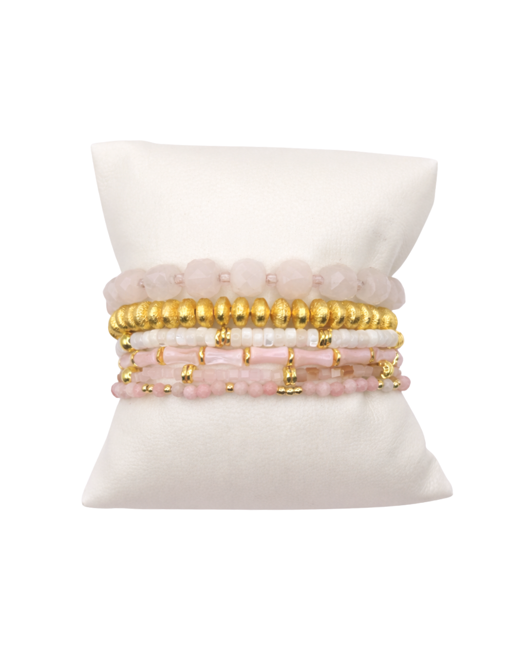 Pink White and goldThe Lauren Curated Bracelet Stack