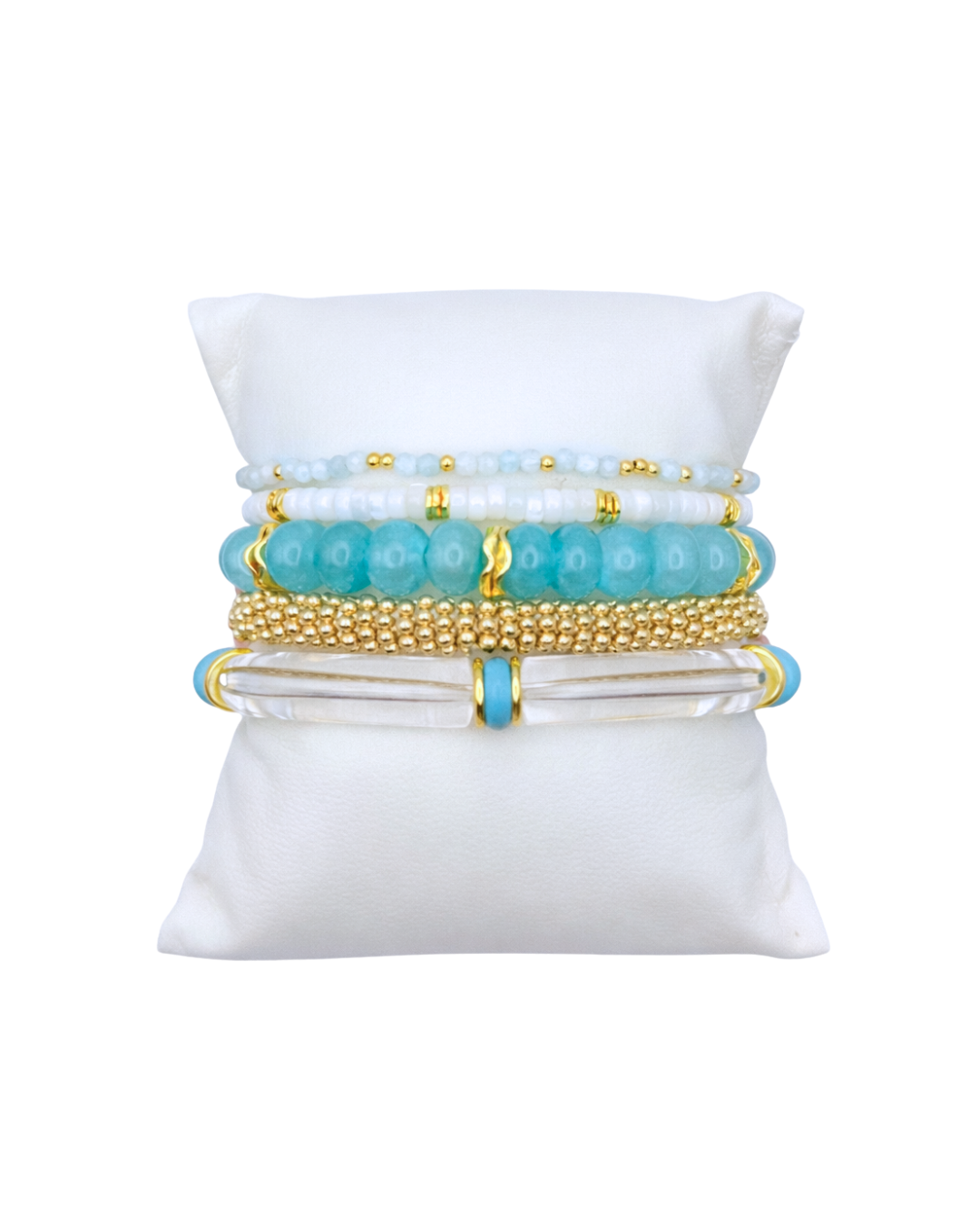 Blue, white and gold Curated Bracelet Stack