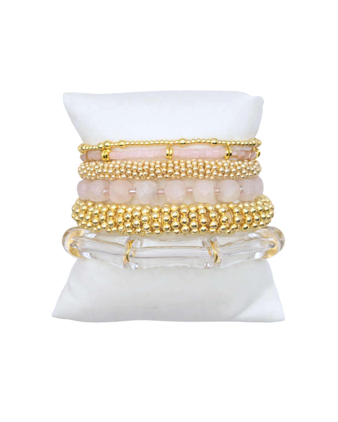 The pink and gold Laurie Curated Bracelet Stack