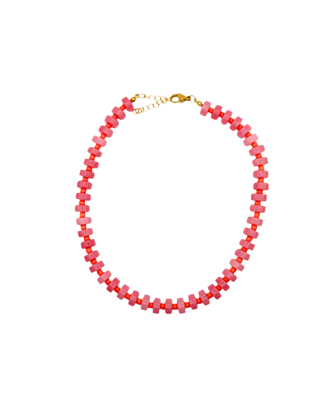 Chunky Candy Chip Pink & Orange Necklace