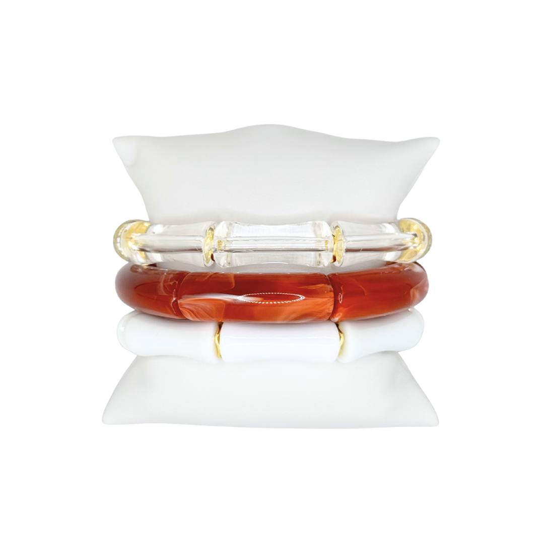 Burnt Orange & White UT University of Texas Longhorns Bracelet Stack