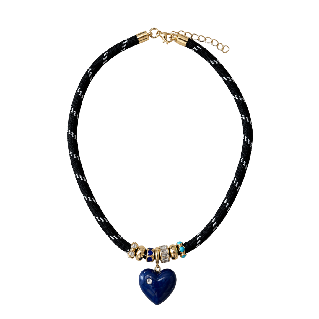 Paracord with Navy Heart Pendant Necklace