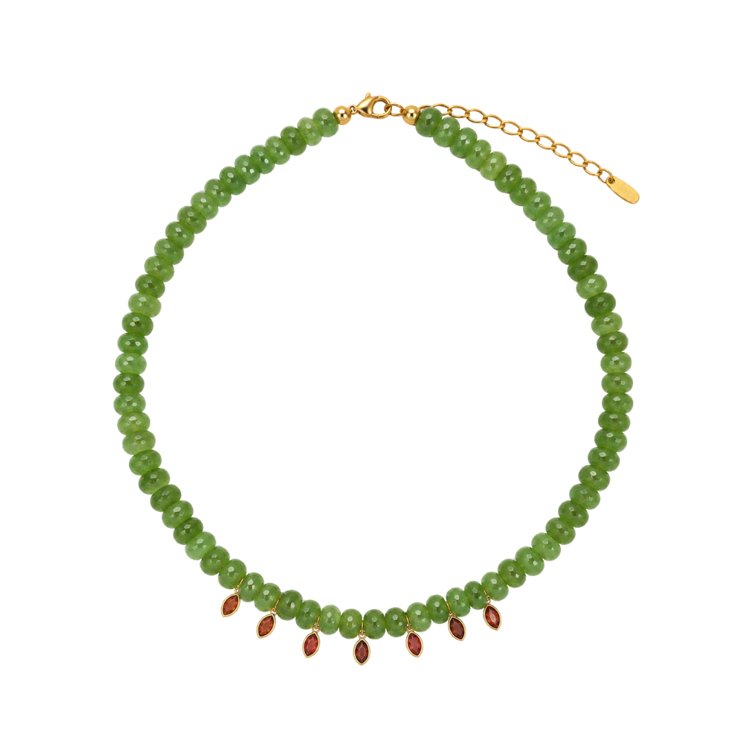 Olive Green Jewel Drop Necklace
