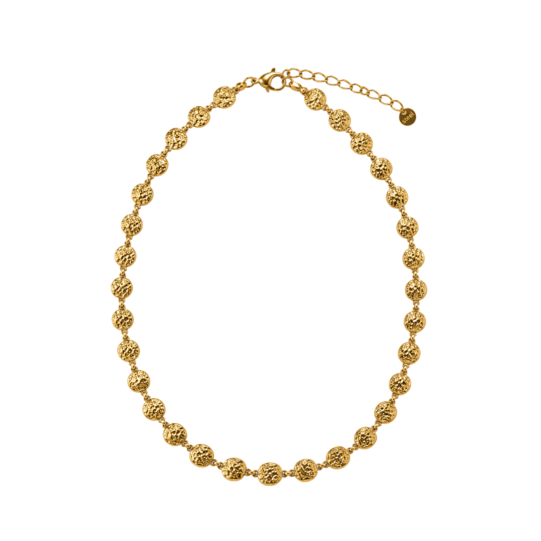 18K Gold Brushed Hammered Chain Necklace