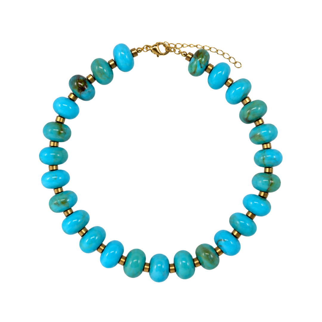 Turquoise Halo with Dark Gold Accents