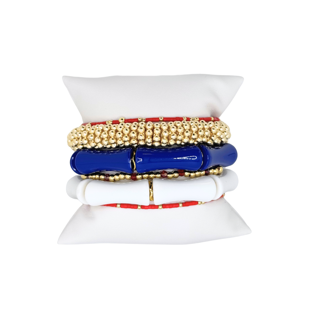 Red & Blue Bracelet Stack SMU St. Andrew's School University Game Day