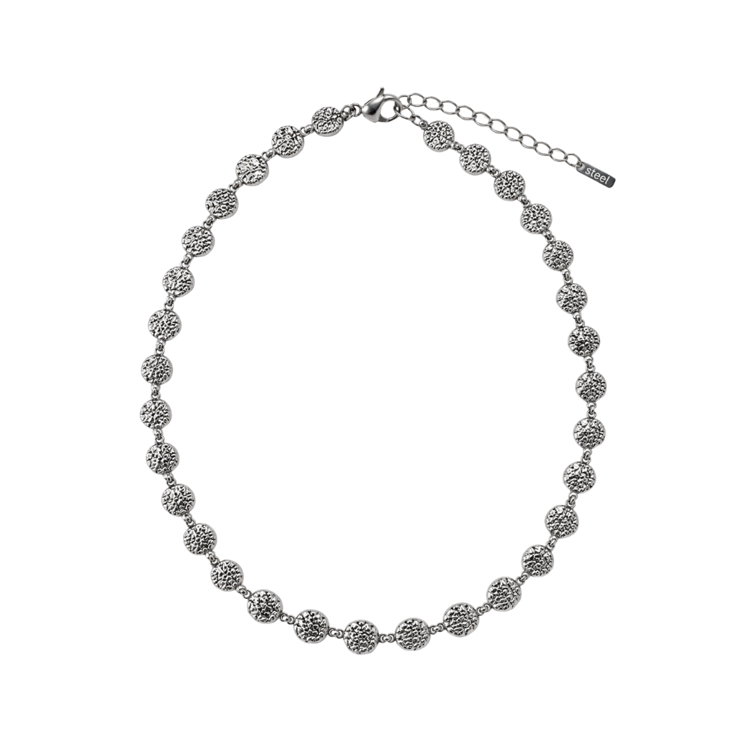 Platinum Silver Hammered Chain Necklace