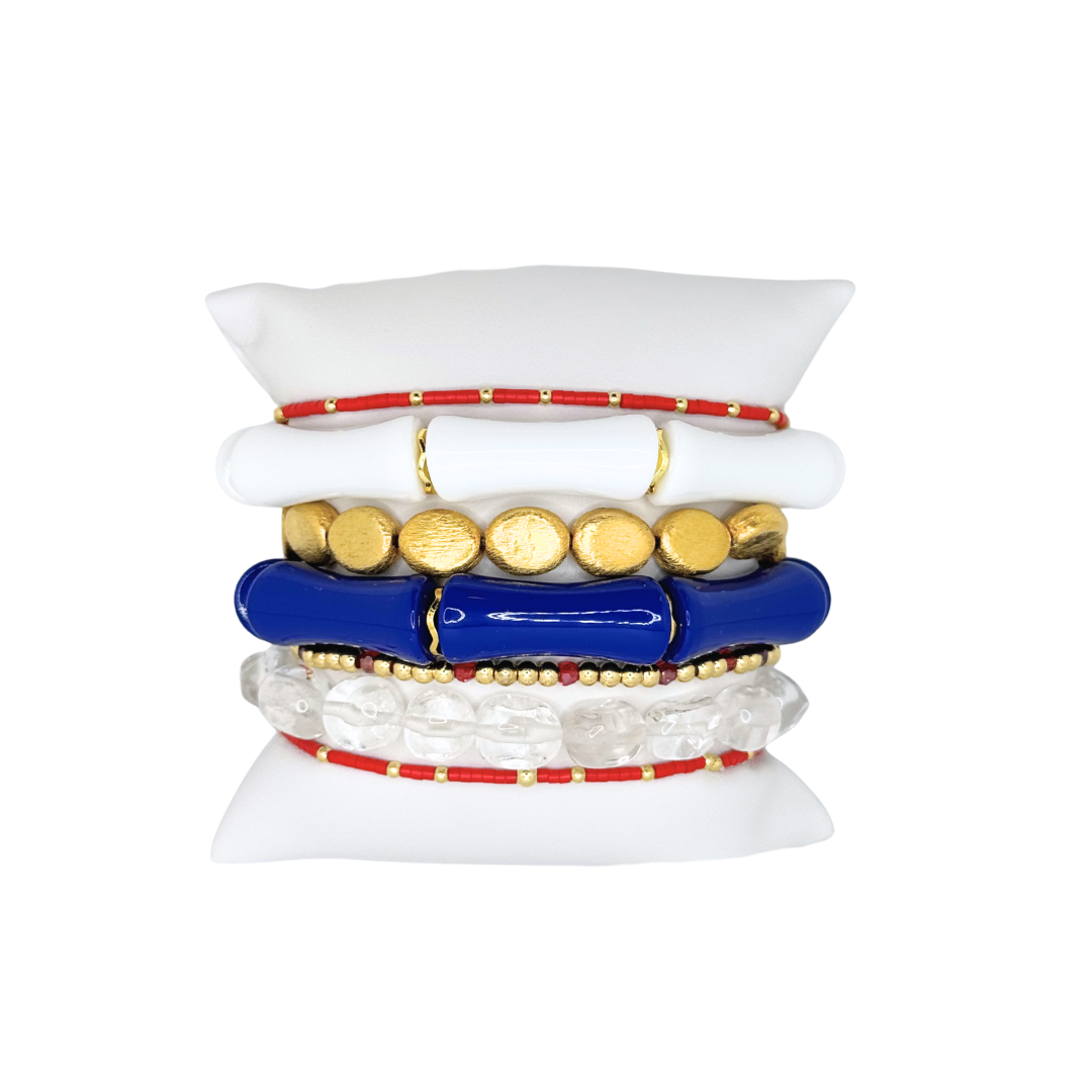 Red & Blue Bracelet Stack for SMU Southern Methodist University and St. Andrew's School