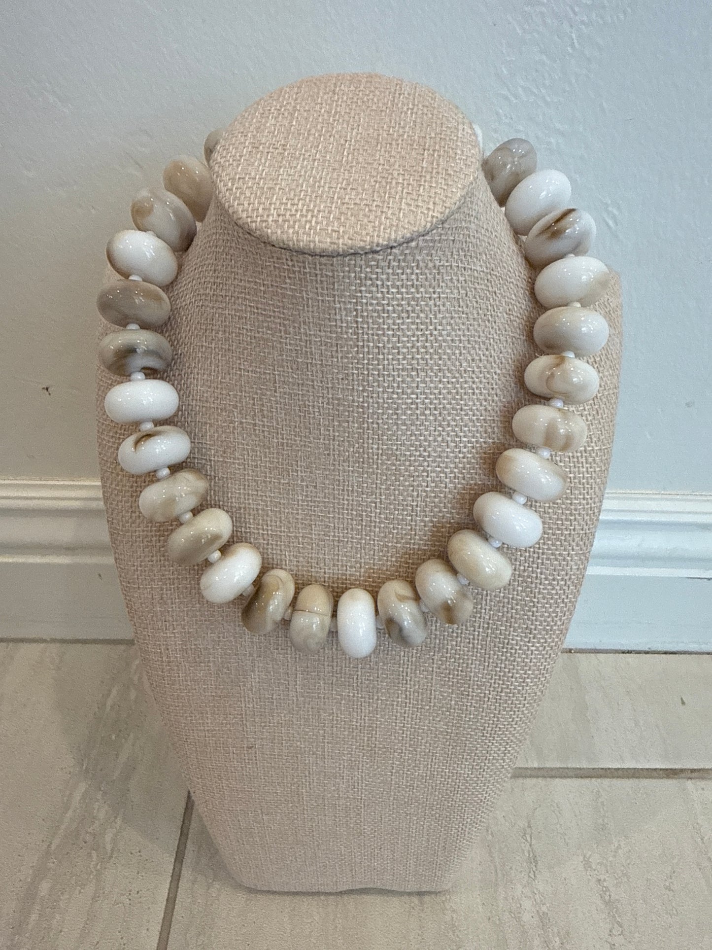 Chunky Ivory Neutral Halo Necklace