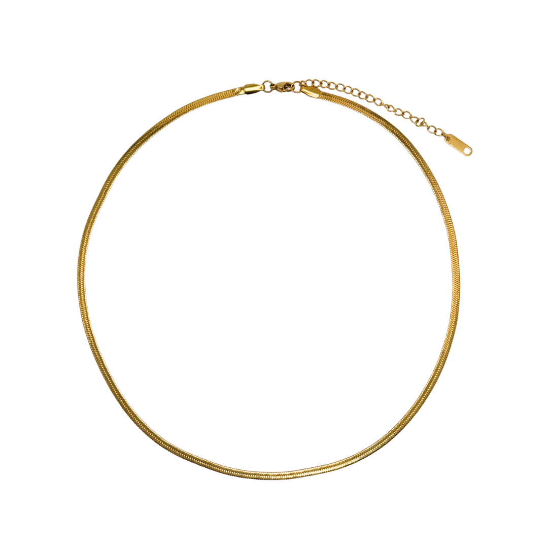 18K Gold Herringbone Chain Necklace