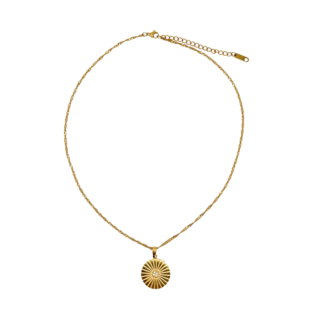 18K Gold Sunrise Pendant Necklace