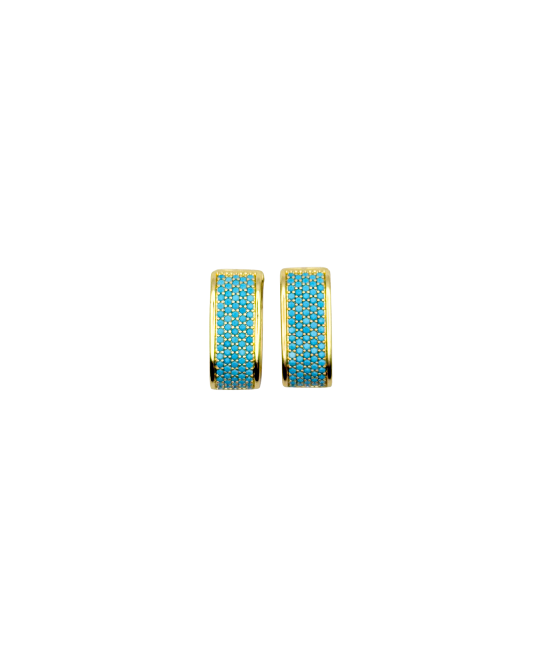 Pair of gold hoop earrings with turquoise gemstones