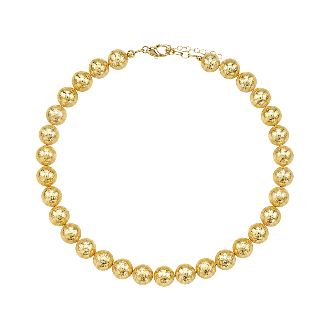 14K Gold Brushed Bubble Necklace