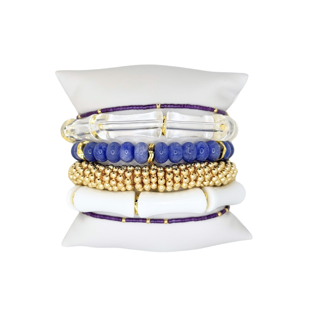 Purple and Gold Luxe Bracelet Stack TCU Lsu Kansas State Game day
