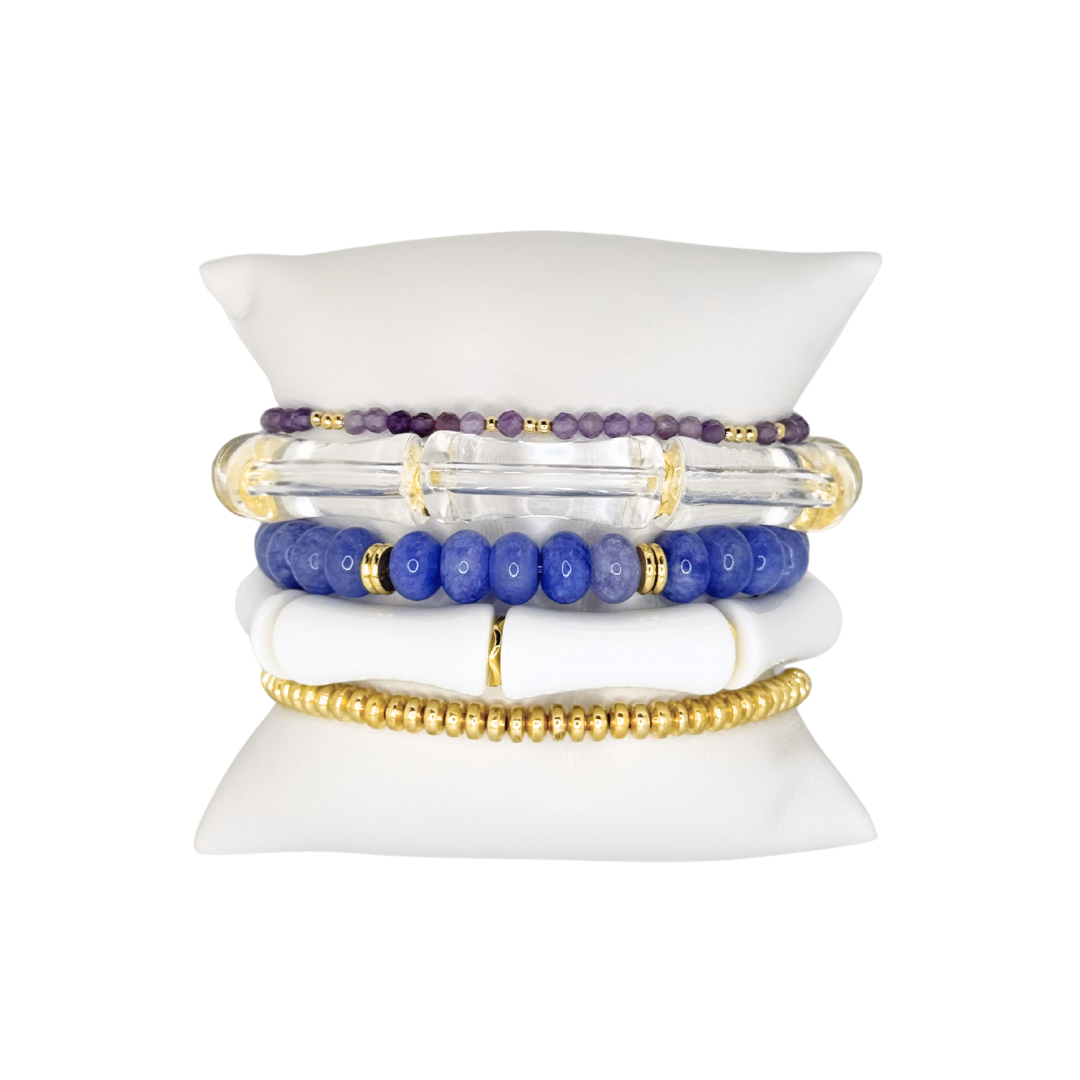 Purple, White and Gold Bracelet Stack KState Kansas State LSU TCU