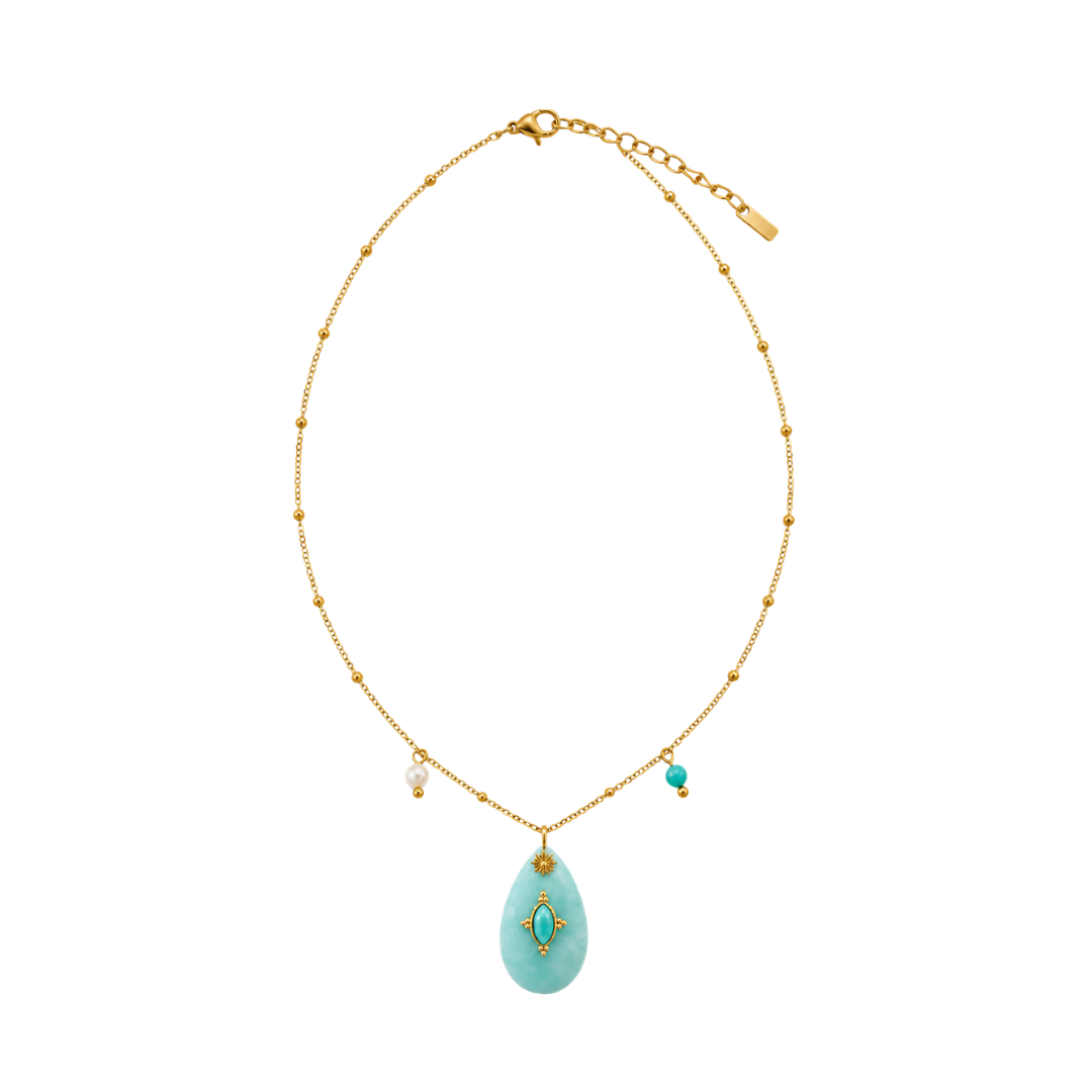 Amazonite Teardrop Pendant Necklace