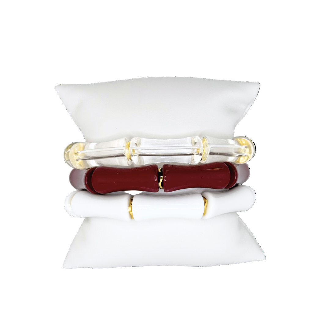 Maroon and White Bracelet Stack A&M University WT WTAMU