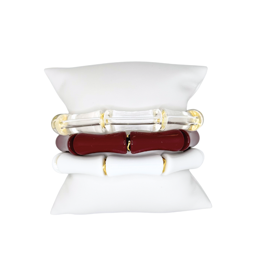 Maroon and White Bracelet Stack A&M University WT WTAMU