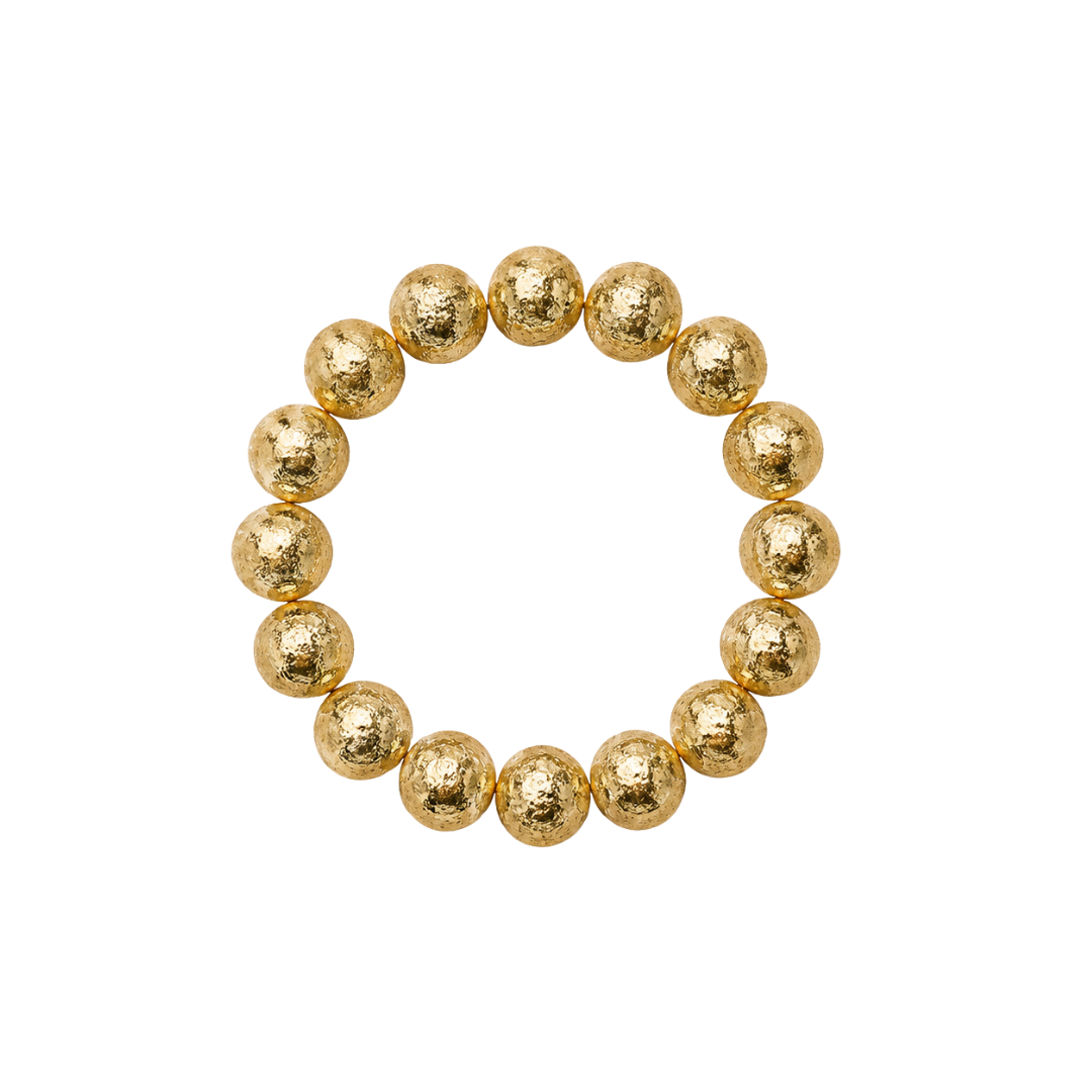 18K Brushed Gold Large Round Bracelet