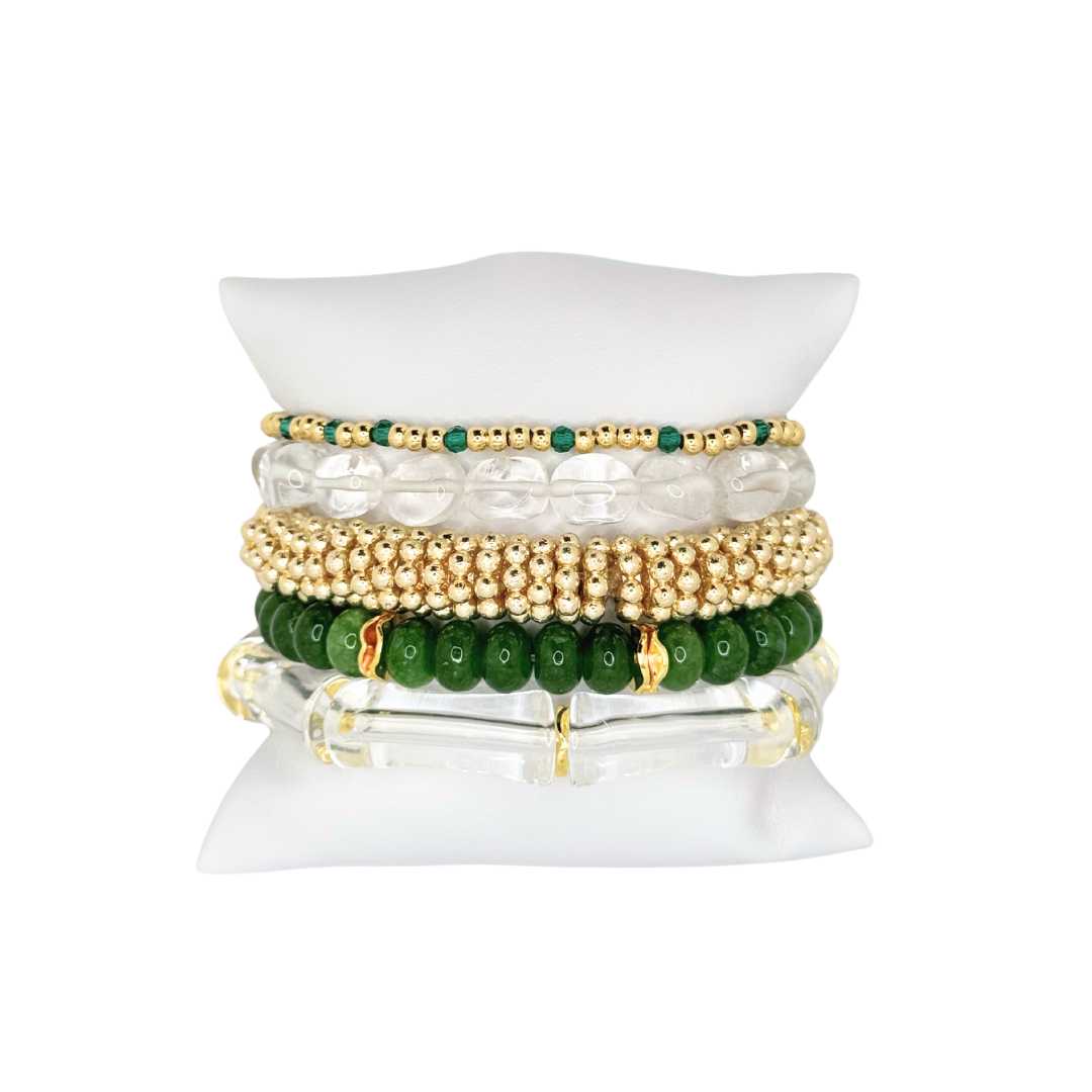 Green and Gold Baylor SU Bracelet Stack