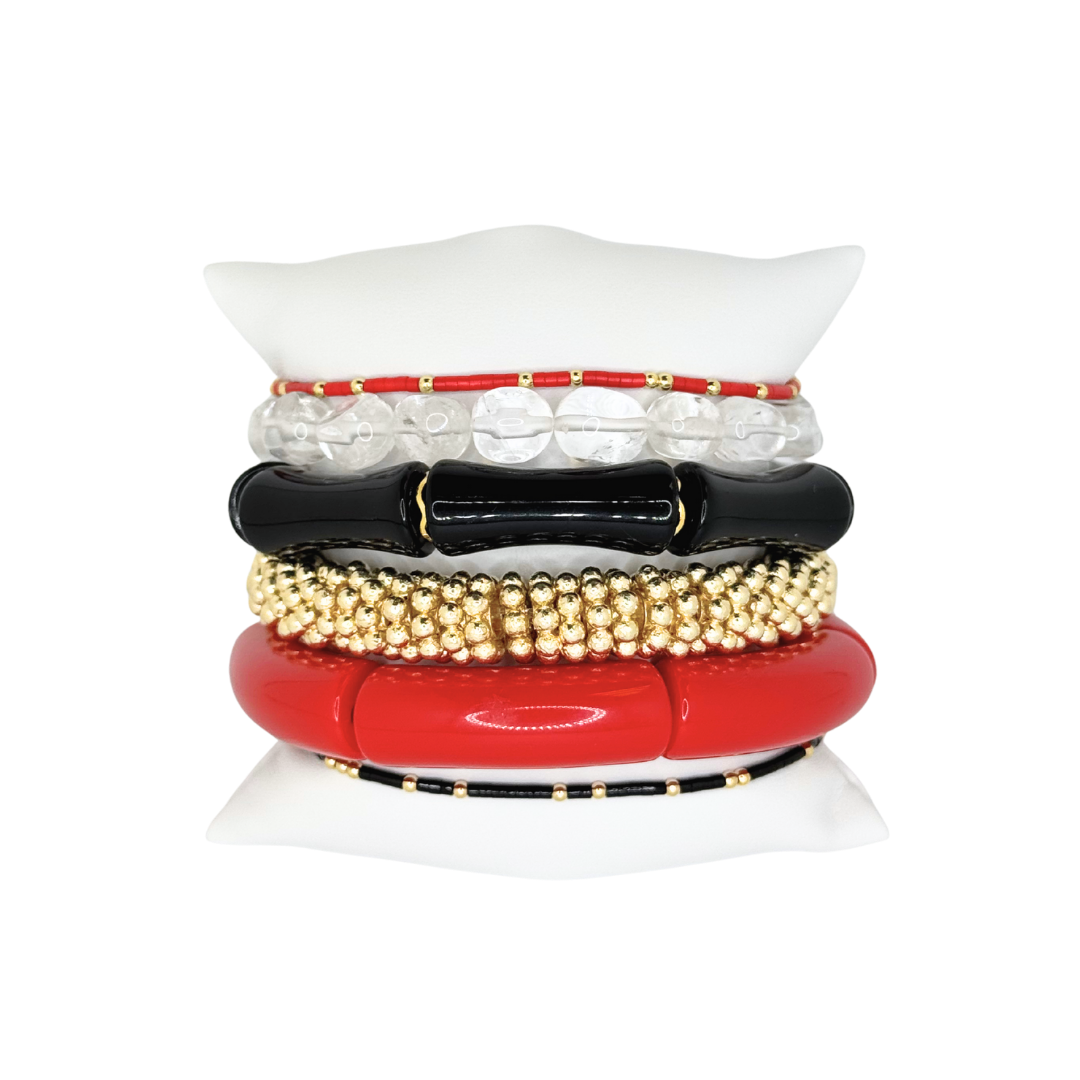 Red and Black Luxe Bracelet Stack Red Raiders TTU Tech