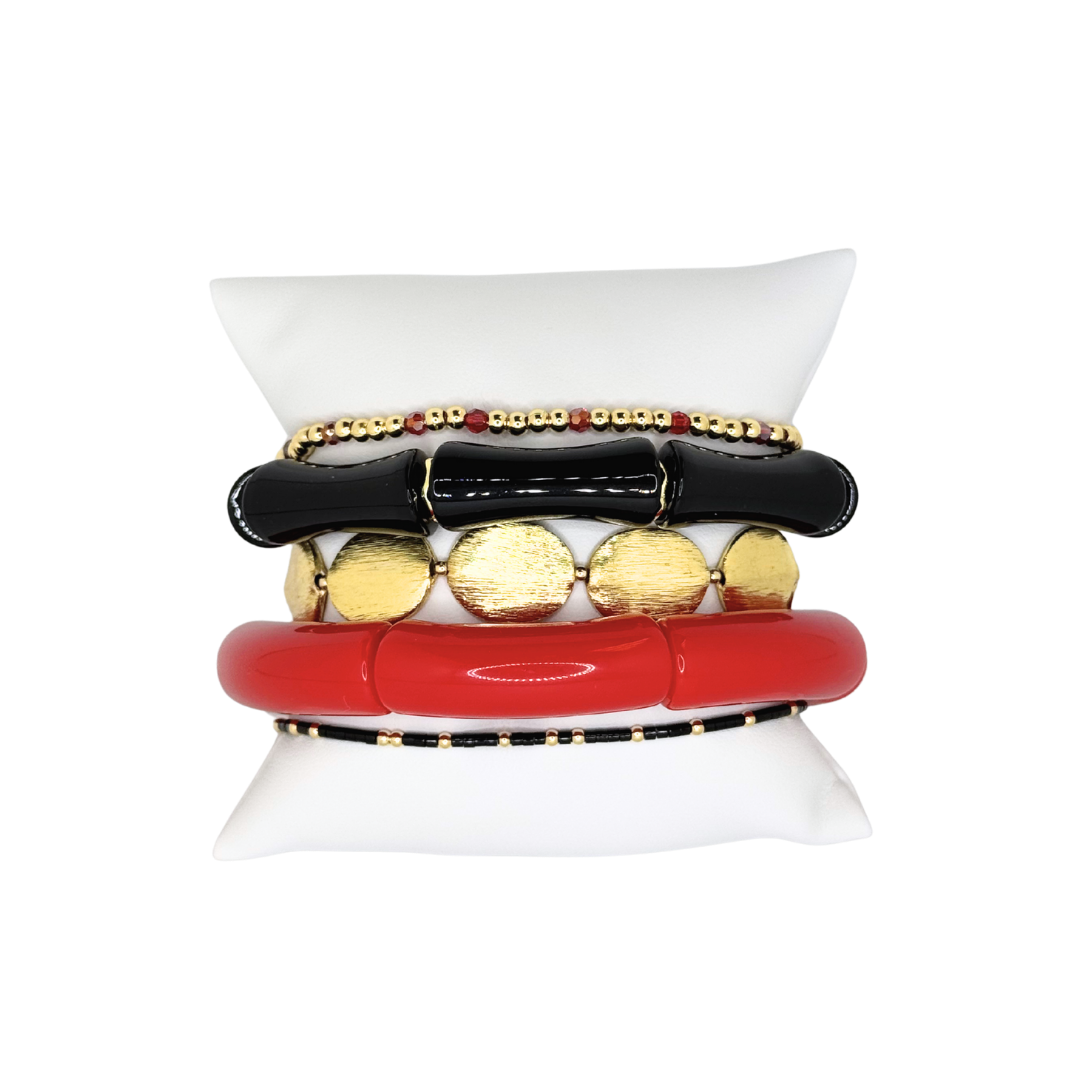 Red and Black Bracelet Stack TTU Texas Tech Red Raiders
