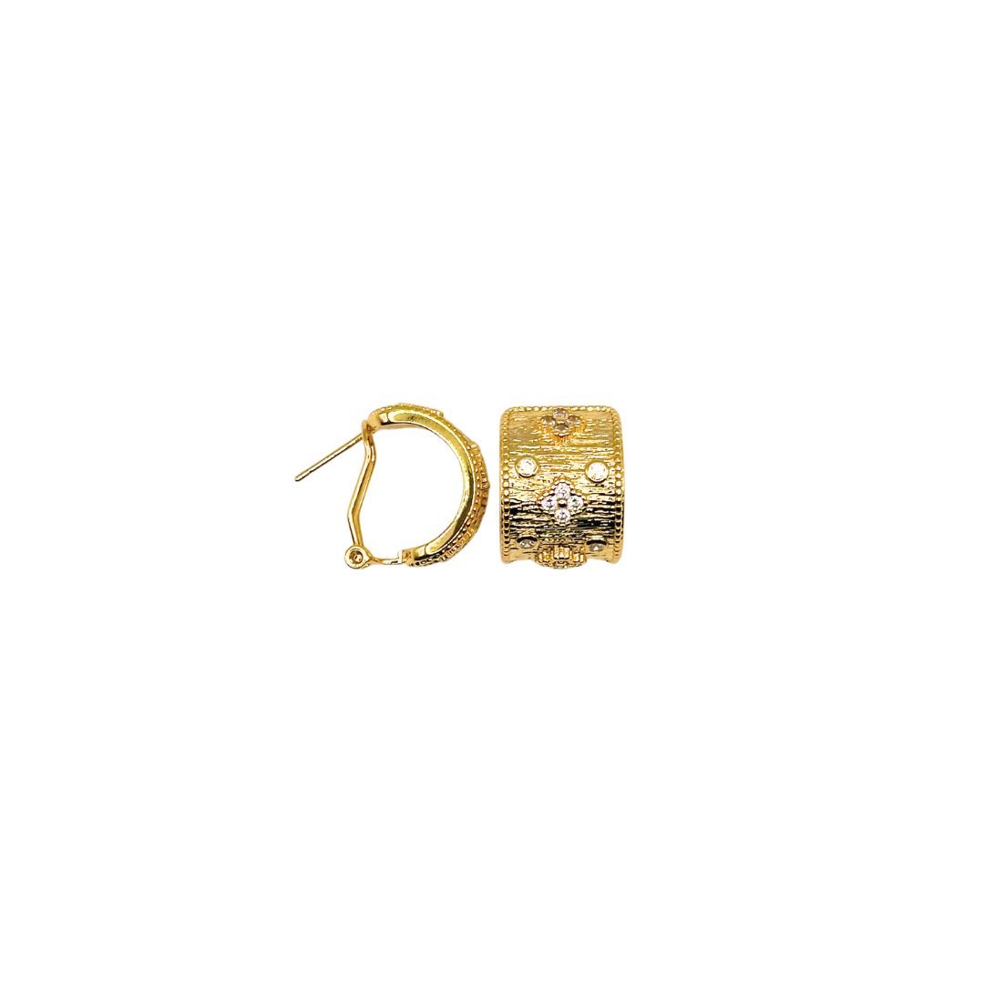 18K Gold Textured Huggie Earrings