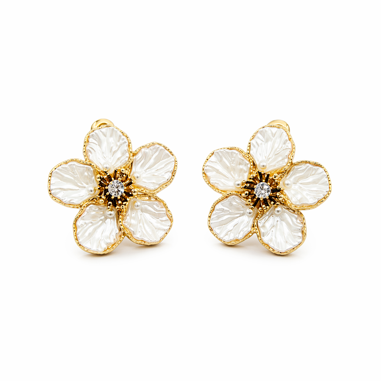 Floral Pearl Stud Earrings