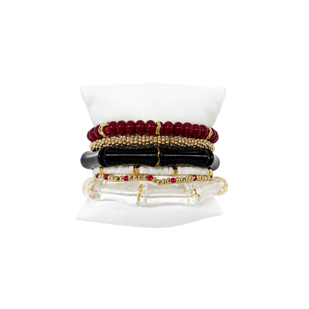 Red & Black Gameday Bracelet Stack