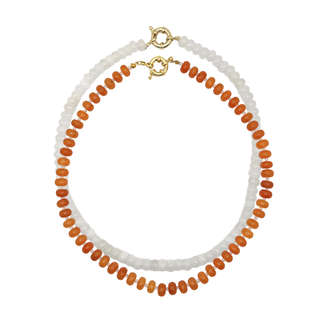 Orange and White Necklace Stack